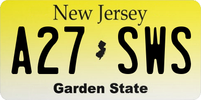 NJ license plate A27SWS