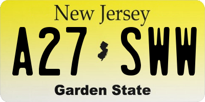 NJ license plate A27SWW