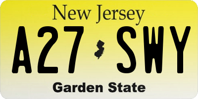 NJ license plate A27SWY