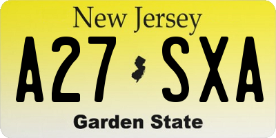 NJ license plate A27SXA