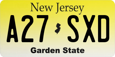 NJ license plate A27SXD