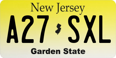 NJ license plate A27SXL
