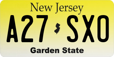 NJ license plate A27SXO