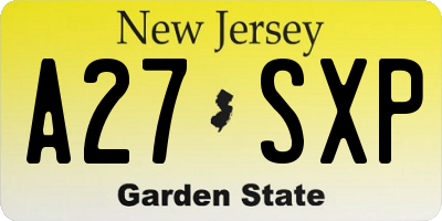 NJ license plate A27SXP