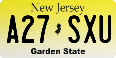 NJ license plate A27SXU