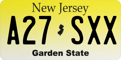 NJ license plate A27SXX