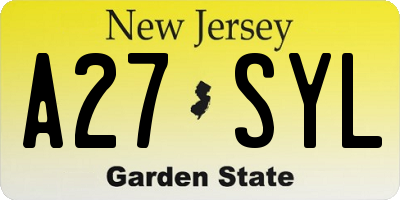NJ license plate A27SYL