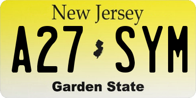 NJ license plate A27SYM