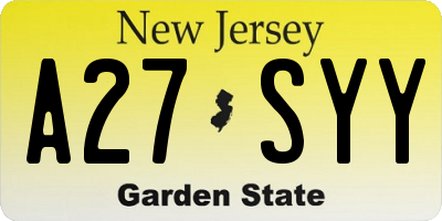 NJ license plate A27SYY