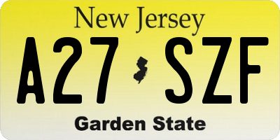 NJ license plate A27SZF
