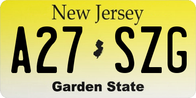NJ license plate A27SZG