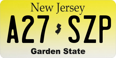 NJ license plate A27SZP