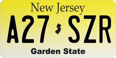 NJ license plate A27SZR