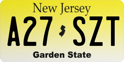 NJ license plate A27SZT