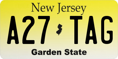 NJ license plate A27TAG