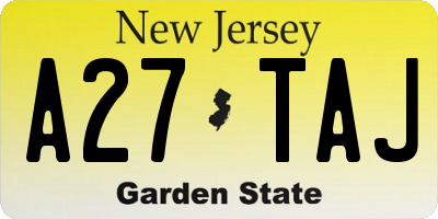 NJ license plate A27TAJ