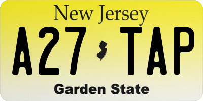 NJ license plate A27TAP