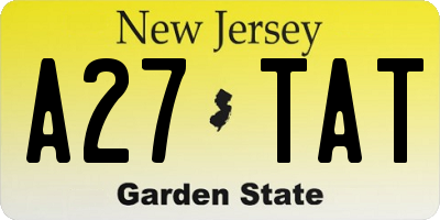 NJ license plate A27TAT