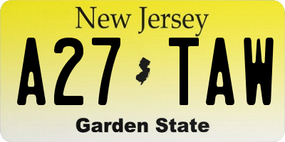 NJ license plate A27TAW