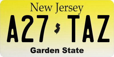 NJ license plate A27TAZ