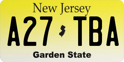 NJ license plate A27TBA