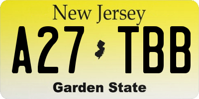 NJ license plate A27TBB