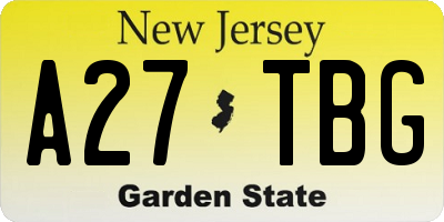 NJ license plate A27TBG