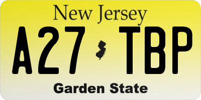 NJ license plate A27TBP
