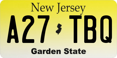 NJ license plate A27TBQ