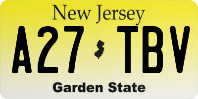 NJ license plate A27TBV