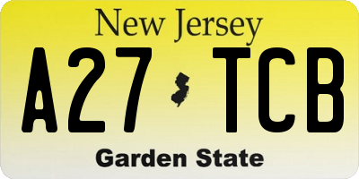 NJ license plate A27TCB