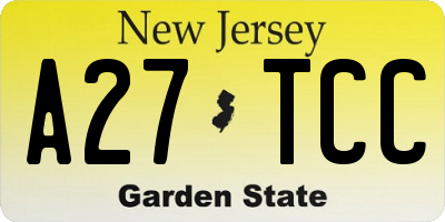 NJ license plate A27TCC