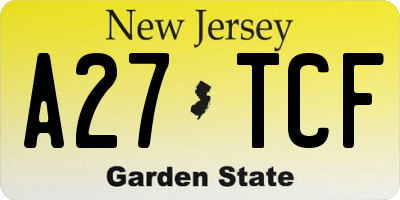 NJ license plate A27TCF