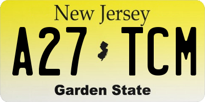 NJ license plate A27TCM