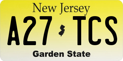 NJ license plate A27TCS