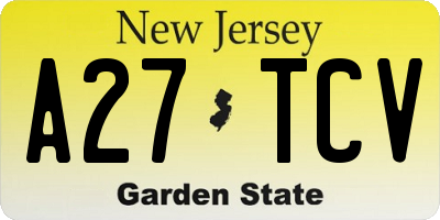 NJ license plate A27TCV