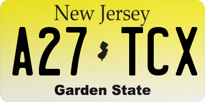 NJ license plate A27TCX
