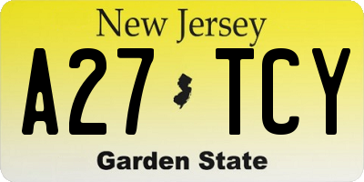 NJ license plate A27TCY