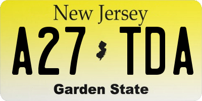 NJ license plate A27TDA
