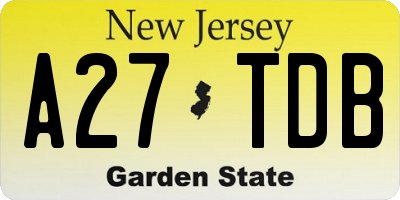 NJ license plate A27TDB