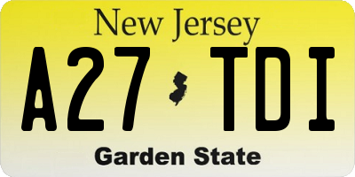 NJ license plate A27TDI