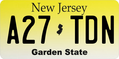 NJ license plate A27TDN