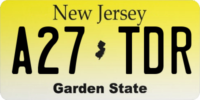 NJ license plate A27TDR