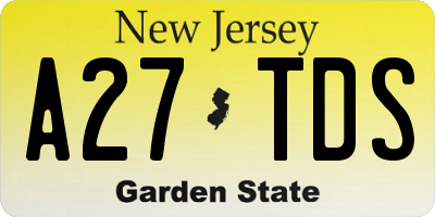 NJ license plate A27TDS