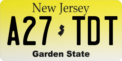 NJ license plate A27TDT