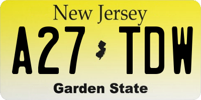 NJ license plate A27TDW