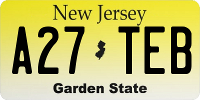 NJ license plate A27TEB