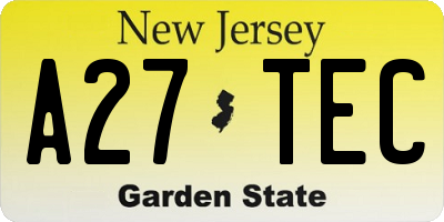 NJ license plate A27TEC