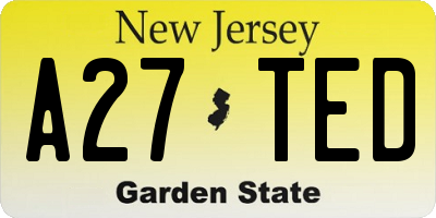 NJ license plate A27TED