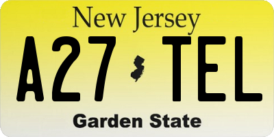 NJ license plate A27TEL